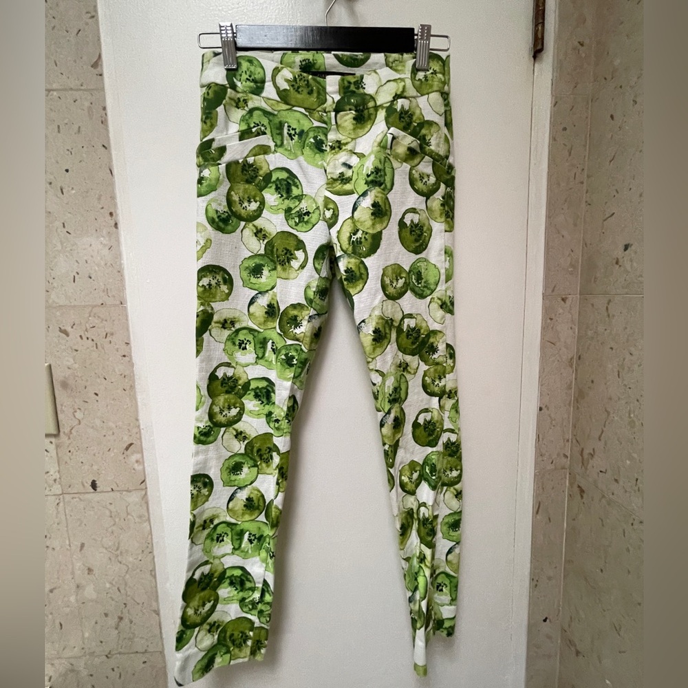 Zara Basic Kiwi Print Cropped Pants XS